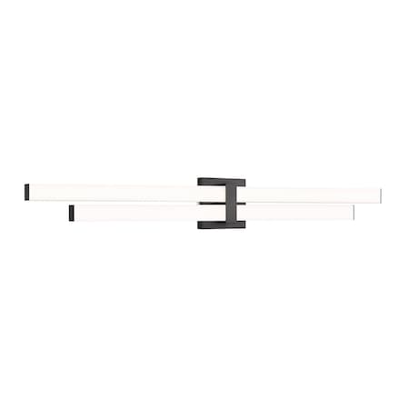 Z-Lite Zane Vanity, 2-Light, 40 In.W x 2.5 In.L x 5 In.H, Matte Black/Frosted 1008-40W-MB-LED